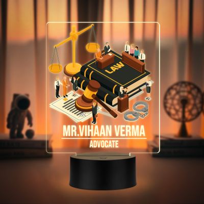 Personalized Advocate LED Night Lamp with Warm White Light  Law Theme Acrylic Light for Lawyer Office Desk Decor & Gift for Advocate & Lawyer